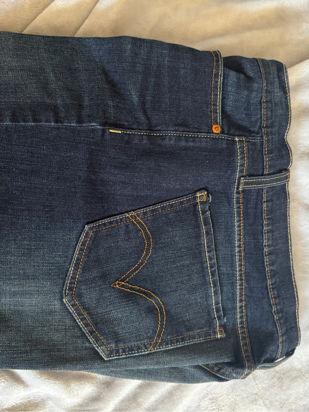 Levi's Dark Blue Straight Leg Jeans with Contrast Stitching